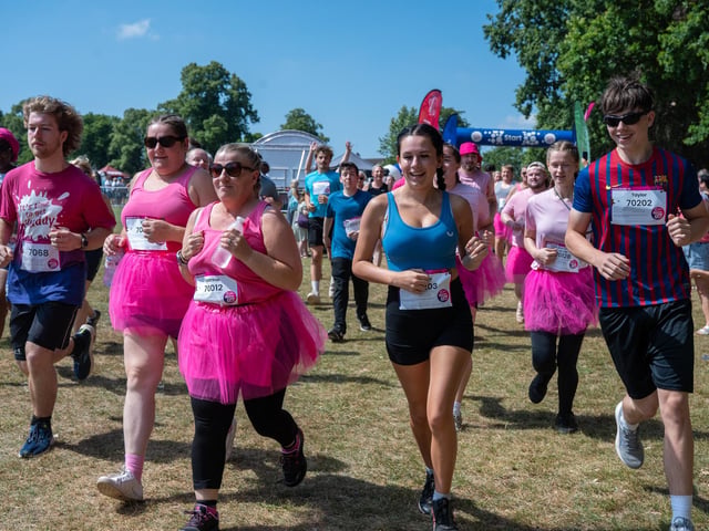 Runners taking part in the Pretty Muddy Race For Life at Abington Park in Northampton on Saturday, July, 11, 20026. Photo by David Jackson.