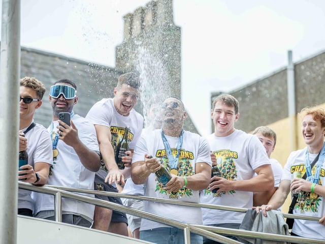 Saints players, coaches and staff celebrated with fans in Northampton town centre on Sunday (June 9) after winning the Gallagher Premiership title at Twickenham on Saturday (June 8).