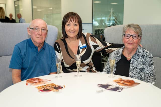 Mandy Rowlatt with her parents, Mr and Mrs Monteith.