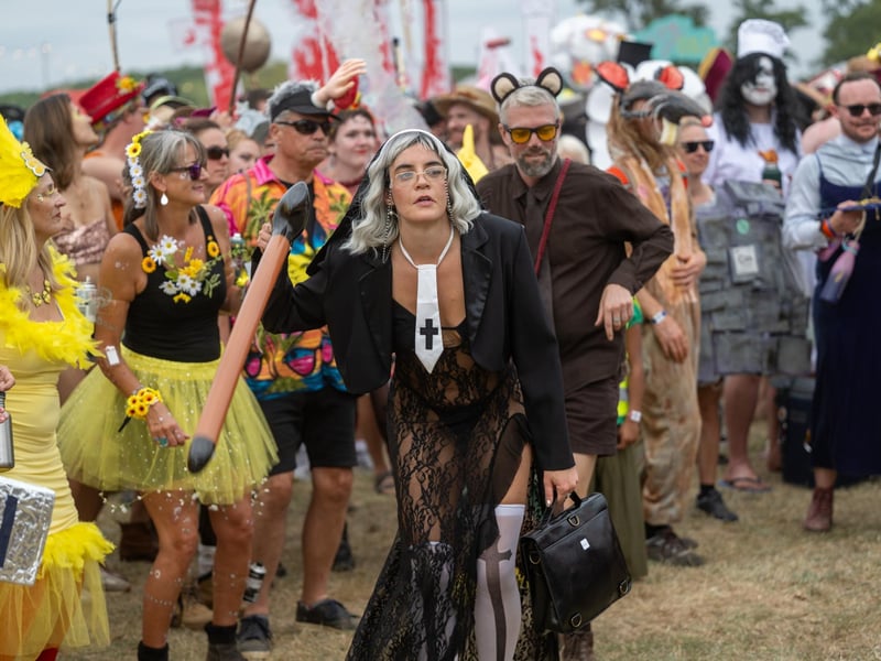 Festival goers taking part in the annual Shambala Carnival. This year’s theme was ‘Pun Intended'. Photo by David Jackson.
