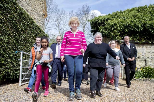 MP Andrea Leadsom leads a charity walk to raise money for the Caring and Sharing Trust.