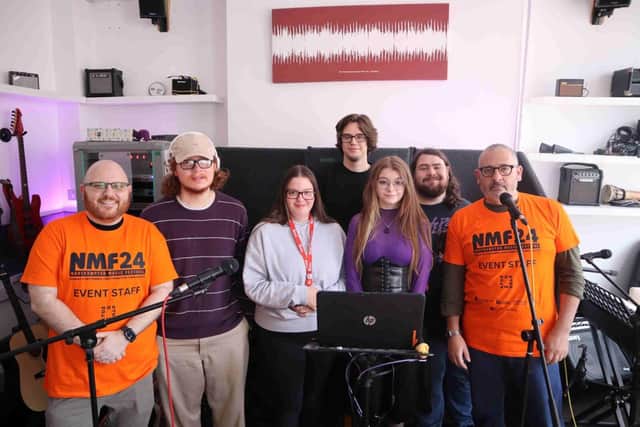 Group photo of staff and students from the University of Northampton's Popular Music course.