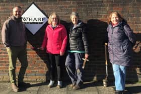From left to right – Laurence from Wharf Distillery, WI members Sue Hamilton, Sue Williams, Pat Nelson.