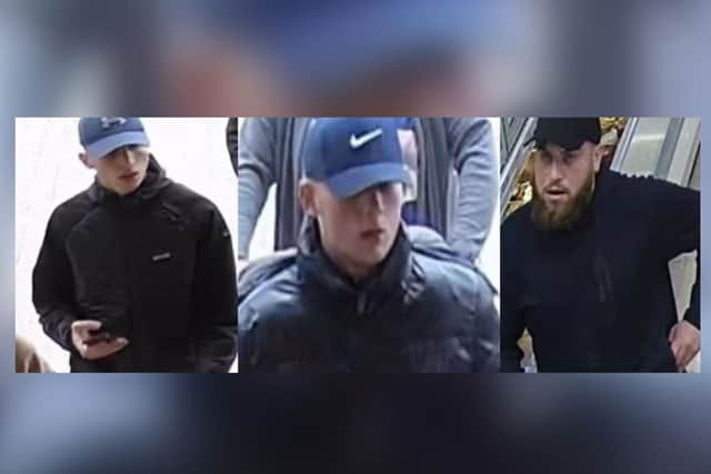 Police would like to speak to the three men pictured.