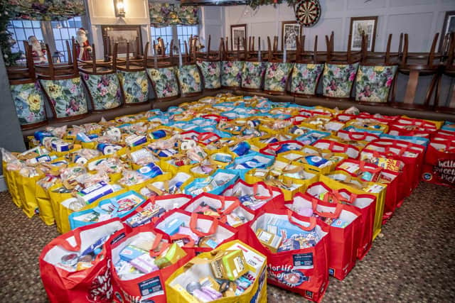 The sheer volume of food, which has been donated to families in need across Northamptonshire. Photo: Kirsty Edmonds.