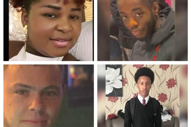These are the faces of four fatal stabbings in Northampton in the past four years. Diana Dafter (top left), Kwabena Osei-Poku (top right), Reece Ottaway (bottom left), Fred Shand (bottom right).