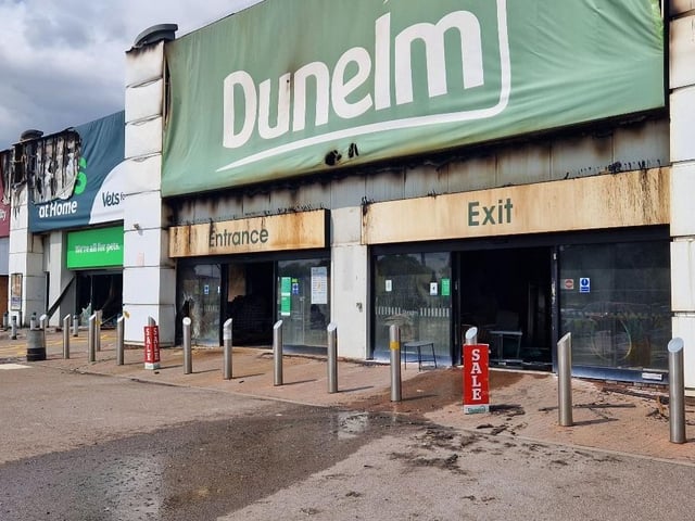 The extensive damage to Dunelm, Pets at Home and neighbouring businesses following the devastating fire on Saturday May 31.
