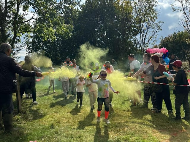 More than 60 children, parents and members of the community completed a colour run at Pitsford Quarry on Sunday September 28 to raise money for school activities.