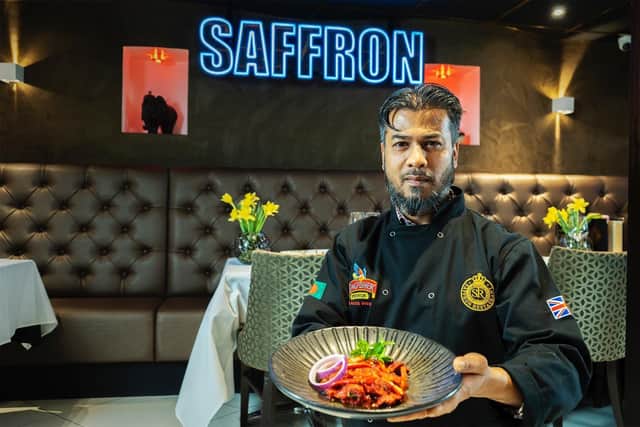 Bodrul Islam, chef at Saffron, with one of his award-winning dishes ahead of the Mayor's charity curry night on April 24
