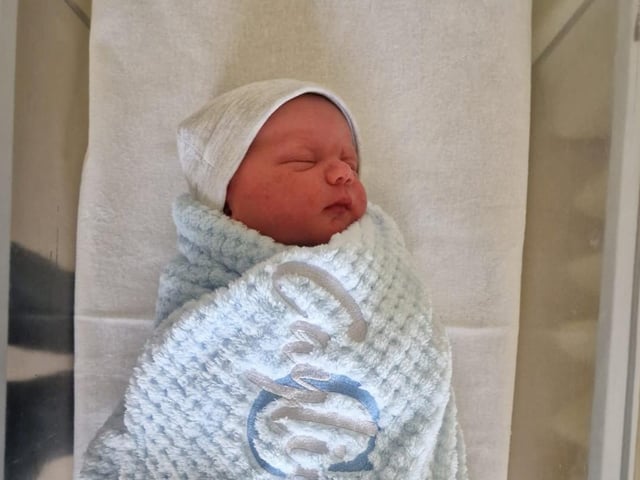 Cayliub Edward-Scott born on May 17 at 11.26am, at Northampton General Hospital, weighing 8lbs 6oz.