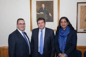 Andrew Lewer MP with Association Chairs Nigel Hinch & Pinder Chauhan