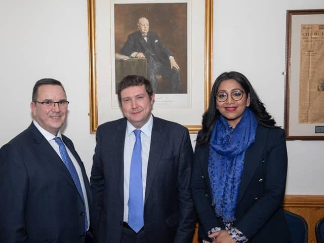 Andrew Lewer MP with Association Chairs Nigel Hinch & Pinder Chauhan