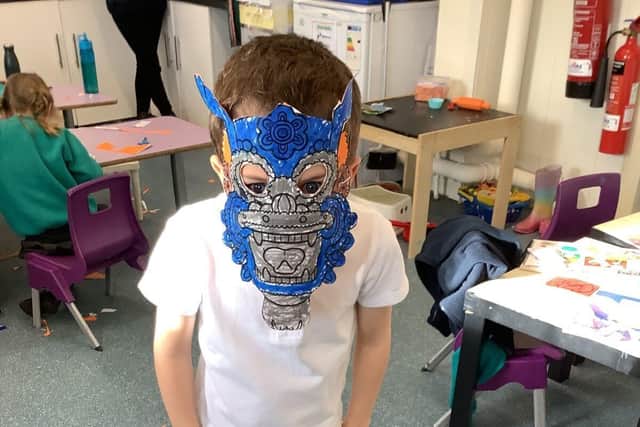 Naseby Primary pupils enjoy mask-making for Chinese New Year