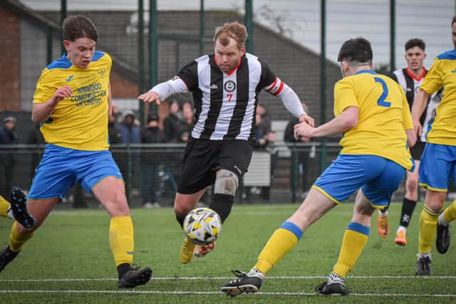 Action from Moulton's Spartan South Midlands League win over Winslow United (Picture: Richard Eason Photography)