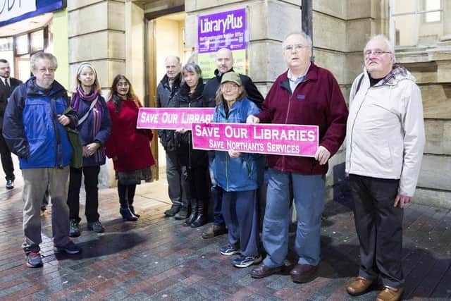 Dave, pictured second from left, can be seen here campaigning to save the town's libraries. His wife Joan believes his proudest campaigning moment was saving St Luke’s playing field from housing development.