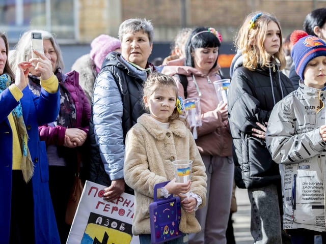 Hundreds attended to commemorate one year since the invasion of Ukraine on February 24, 2022.