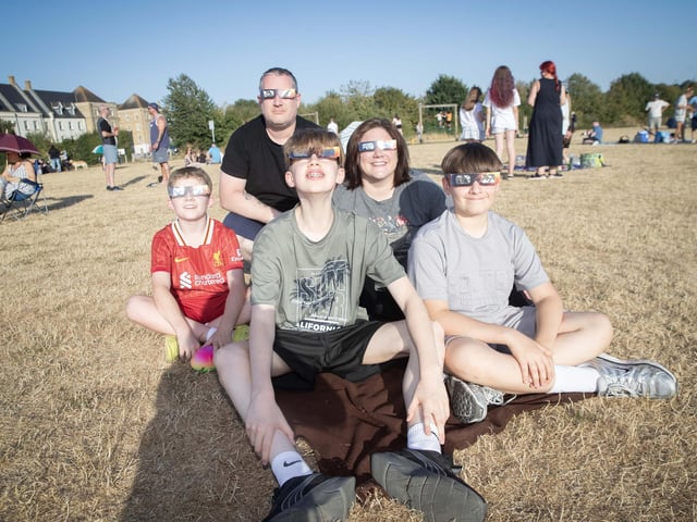 Families gathered at Upton Park on Wednesday night to watch the eclipse