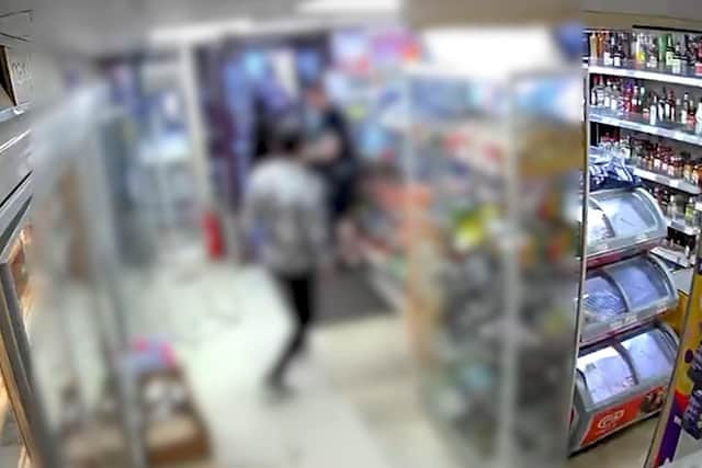 CCTV from the Northampton shop after the incident. The owner and a worker were left in disbelief.
