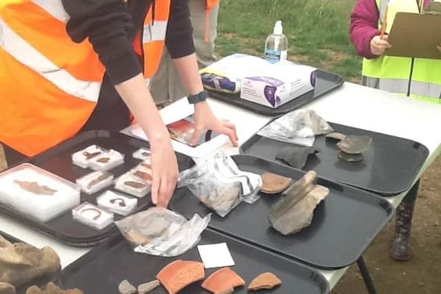 Some of the finds that children from Collingtree Primary School were shown.