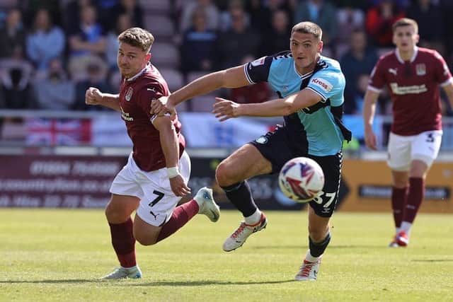 Sam Hoskins in action for the Cobblers in their 2-1 defeat to Wycombe Wanderers at Sixfields on Saturday (Photo by Pete Norton/Getty Images)