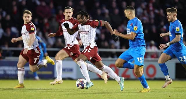 Josh Eppiah's direct running caused problems for Orient during Monday's game at Sixfields. Pictures: Pete Norton.