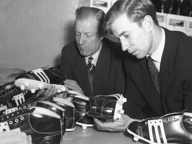 Bobby Charlton boots at Bozeat Shoe Company, February 3, 1960