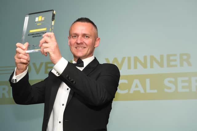 Photo shows SME Northamptonshire Business Awards 2023 Overall Winner, Acorn Analytical Services.
