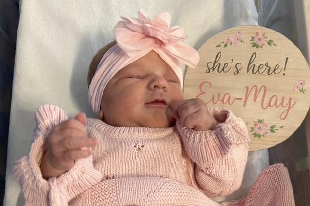 Eva-May born on March 6 at Northampton General Hospital, weighing 8lbs.