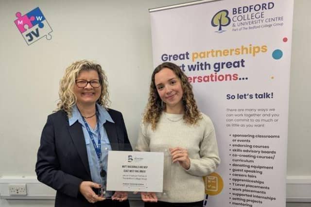 Left to right - Rachel Roberts, Partnership Manager at The Bedford College Group - Natalie Harvey, Senior Social Value Consultant at Mott MacDonald