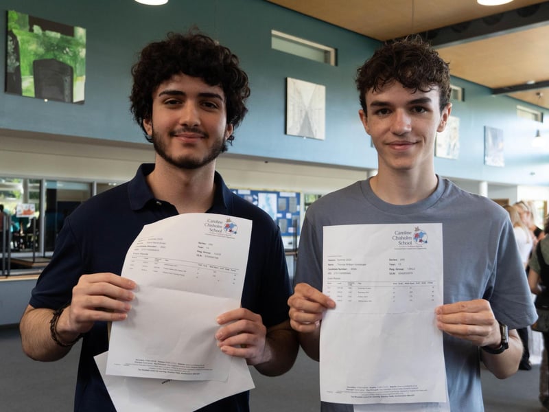 Sami (left) achieved A*, A*, A*, and Thomas (right) achieved A*, A*, A*, A* at Caroline Chisholm School