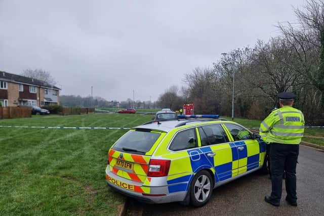 A murder investigation has been launched after a man in his 20s died at the scene of a stabbing at a skate park in Northampton.