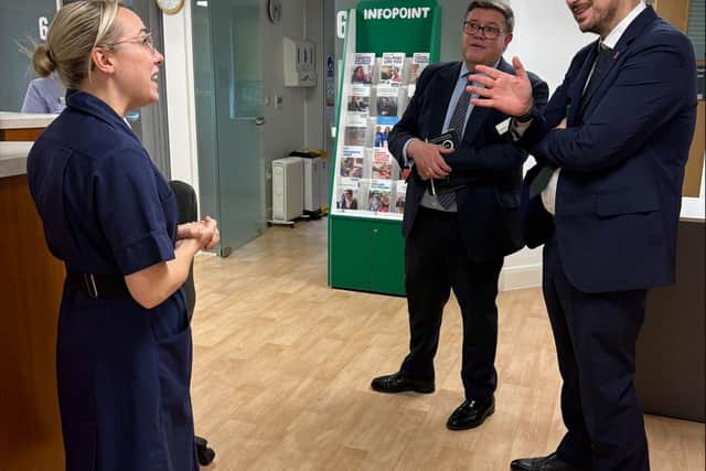 Matthew Cook and Mike Reader MP visiting the Oncology department.