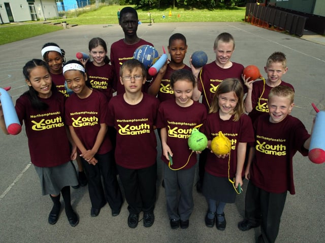 Standens Barn athletics group with sports equipment and also reading group with Harry Potter books -