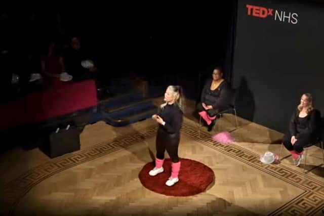 On stage at the TEDxNHS event