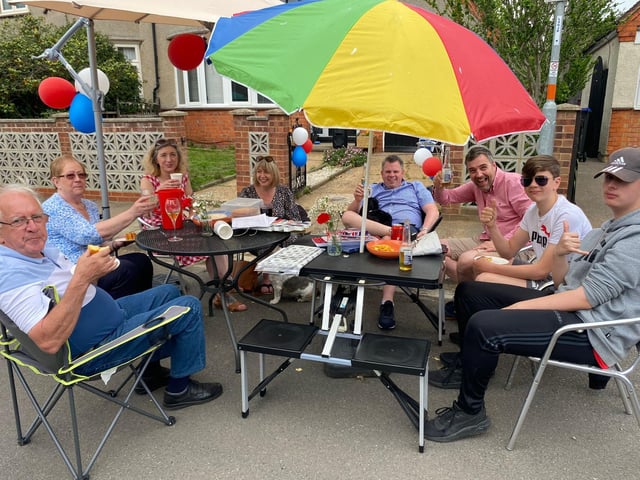 Rushmere Avenue celebrated with a cardboard cut out of the Queen.