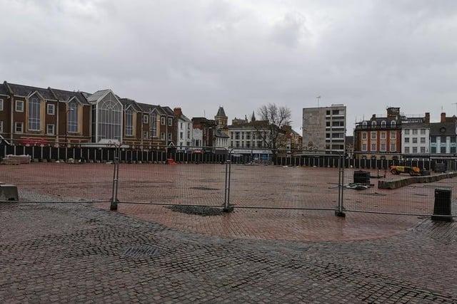 Here's how the site was looking in March, which caused some residents to question the speed of the project.