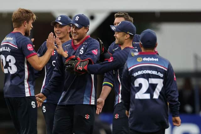The Steelbacks players celebrate Josh Cobb's stunning catch to dismiss Bears' Rob Yates on Wednesday night - but there hasn't been too much else to smile about in the Blast so far