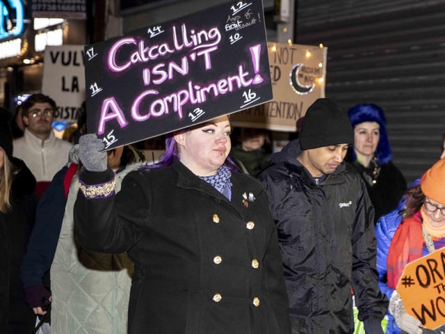 Women marched through Northampton town centre on Saturday November 25 to unite together with allies to address the global pandemic of violence against women and girls.