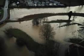 Drone footage above Billing Aquadrome as flood sirens sounds on January 2, 2024. Photo: Alan Smith.