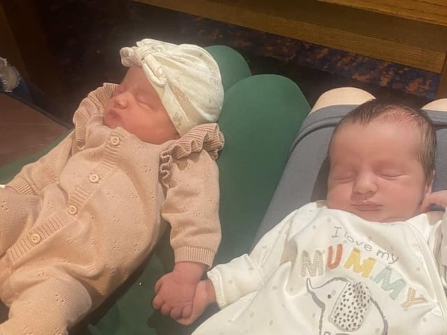Cousins Leo - born on May 11 at 3.16pm weighing 7lbs 4oz - and Ava-Mae - born May 26 at 11.59pm weighing 7lbs 10ozs - both born at Northampton General Hospital.