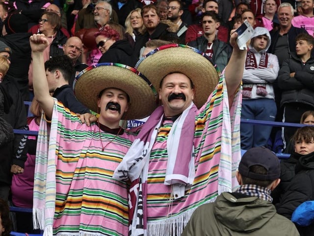 Northampton Town supporters prior to the final game of the season at Tranmere Rovers.
