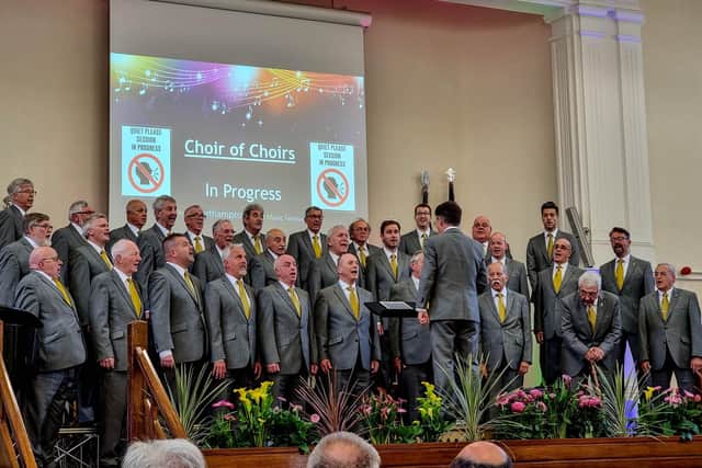Members of Northampton Male Voice Choir performing at Northamptonshire Music Festival