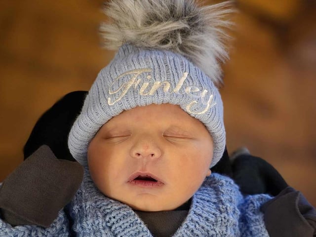 Finley Charles born at 12.18am on February 22 at Northampton General Hospital, weighing 8lbs 3oz.