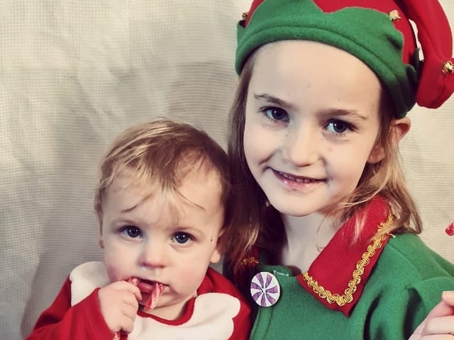 Baby Loui ready to celebrate his first Christmas with big sister Darcey.