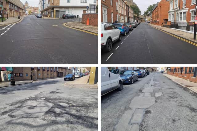 What the Derngate looks like now (top) compared to what it looked like for many months prior to the recent cycle race (bottom).