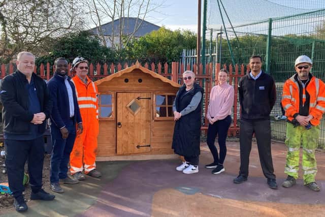 National Highways’ David Marlow, Ned Tagoe andMick Gibson (Morgan Sindall Infrastructure), Laura Woodcock Abi Eppey (Littlestones), Sanoj Lutchman and Sam Stevens (Morgan Sindall Infrastructure)