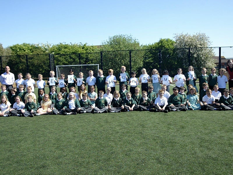 East Hunsbury Primary School. Year four pupils and staff