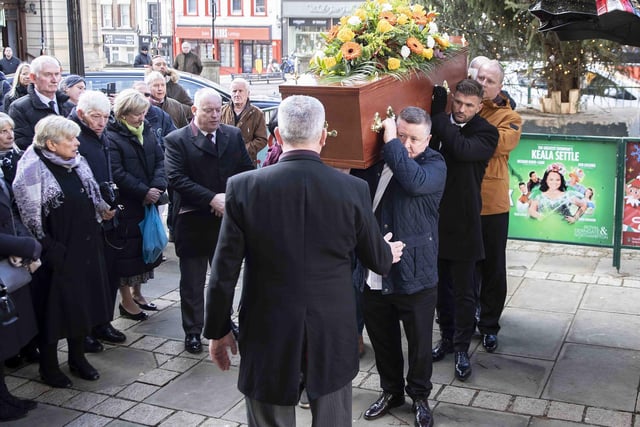 Hundreds gathered in the Market Square on Wednesday morning (December 7) to pay their respects to town legend Eamonn 'Fitzy' Fitzpatrick