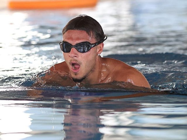 Nesta Guinness-Walker, who has missed the last three friendlies due to injury, goes for a swim