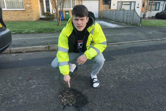 Kier and West Northamptonshire Highways went to temporarily fill in the potholes in Carrs Way but missed a few